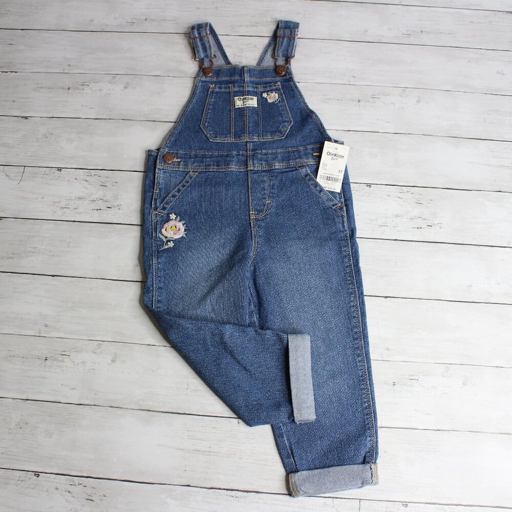 Oshkosh B'gosh Girl Denim Blue Jean Bib Overalls Size 3T